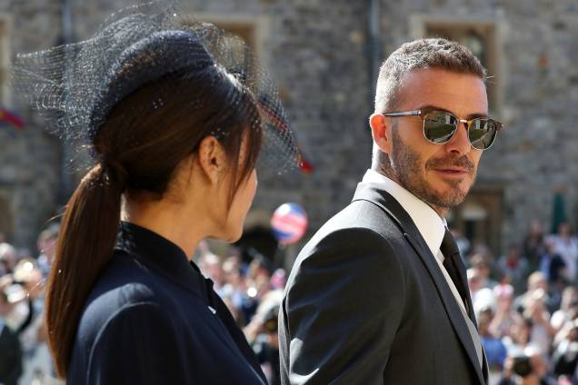 David e Victoria Beckham chegam ao Castelo de Windsor para participar de cerimônia de casamento entre Harry e Meghan Markle - 19/05/2018