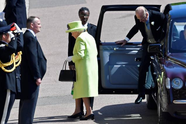 Rainha Elizabeth II   chegam ao Castelo de Windsor para participar de cerimônia de casamento - 19/05/2018