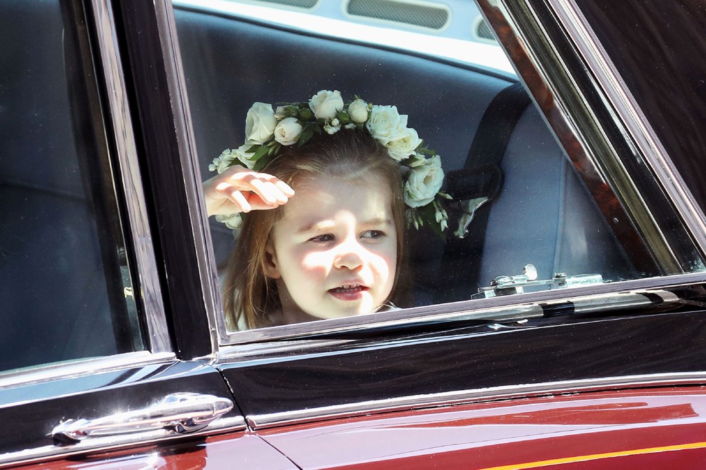 Princesa Charlotte chega para a cerimônia de casamento entre o príncipe Harry e Meghan Markle - 19/05/201