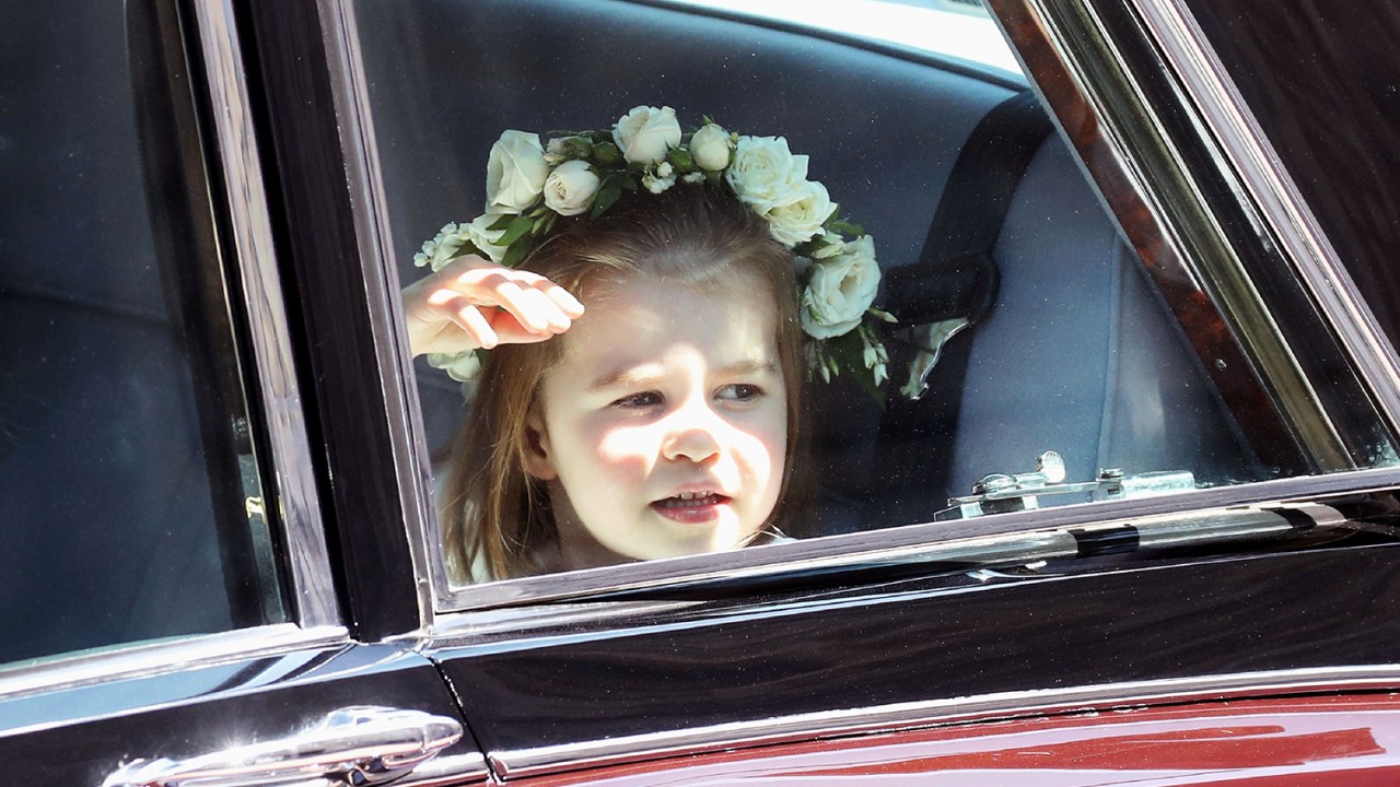 Princesa Charlotte chega para a cerimônia de casamento entre o príncipe Harry e Meghan Markle - 19/05/201
