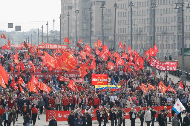 Marcha do Dia do Trabalho em Moscou, Rússia - 01/05/2018