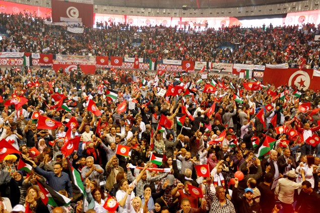 Membros da União trabalhista da Tunísia comemora o Dia do Trabalho - 01/05/2018