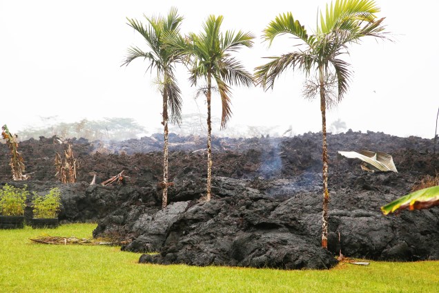 Lava resfriada é vista na região de Leilani Estates, no Havaí, após erupção do vulcão Havaí - 08/05/2018