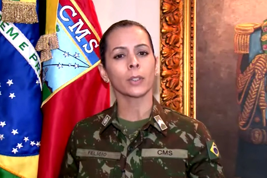 A oficial Felício, do Comando Militar do Sul, em vídeo direcionado aos caminhoneiros em greve - 28/5/2018