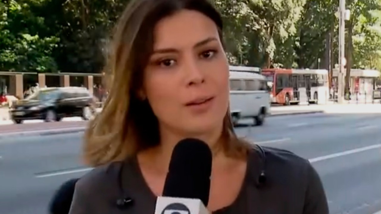 Michelle Loreto foi surpreendida por gesto obsceno de pedestre em transmissão ao vivo do SPTV