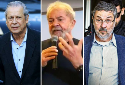 O trio que levou o PT ao poder atrás das grades-Lula-Palocci-Dirceu