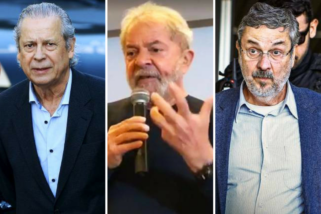 O trio que levou o PT ao poder atrás das grades-Lula-Palocci-Dirceu