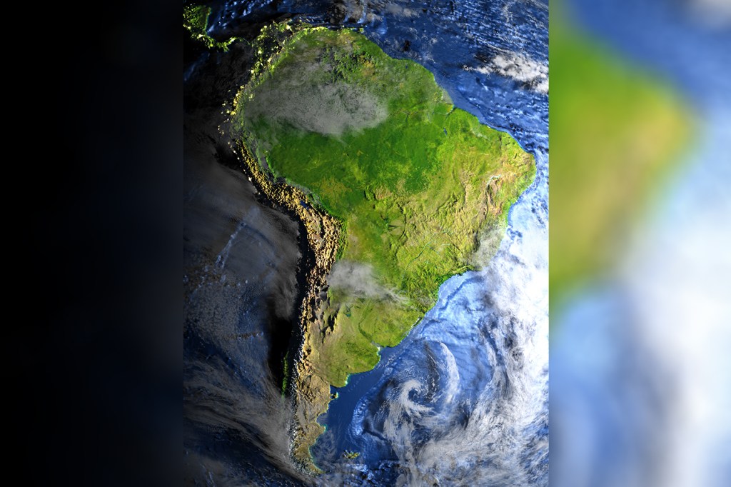 Vista da América do Sul por satélite - 08/03/2017