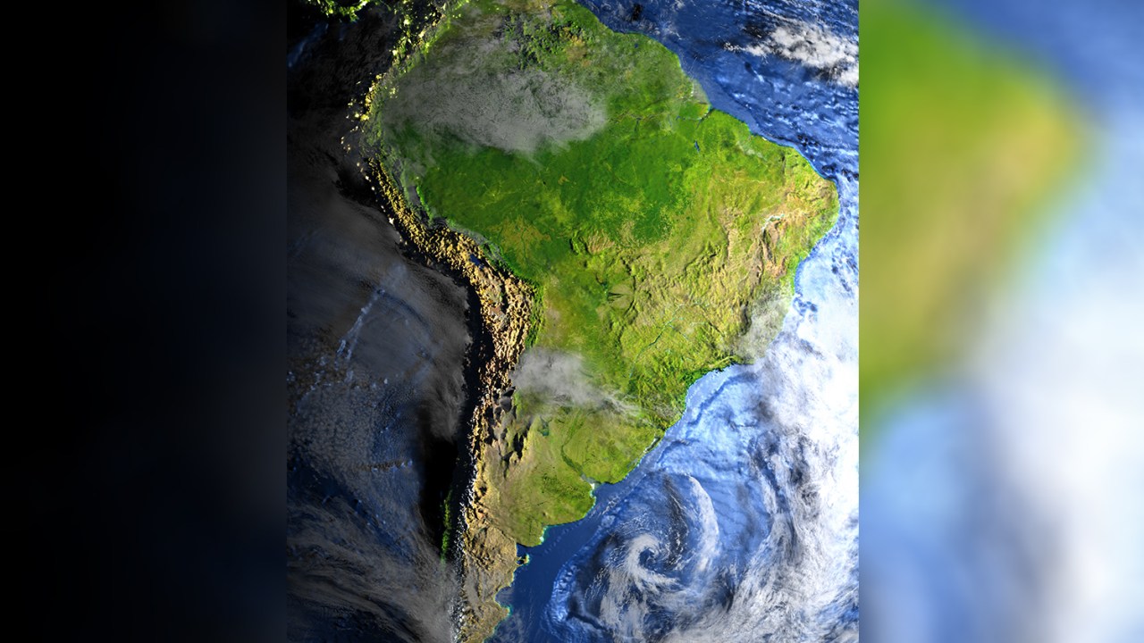 Vista da América do Sul por satélite - 08/03/2017