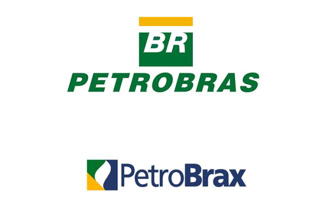 Os logos da estatal: o tradicional e o ‘PetroBrax’, tentativa do governo FHC de “internacionalizar” a empresa e que foi acusada de ser balão de ensaio para a privatização