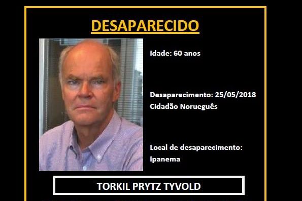 Polícia do Rio investiga desaparecimento do executivo norueguês Torkil Prytz Tyvold