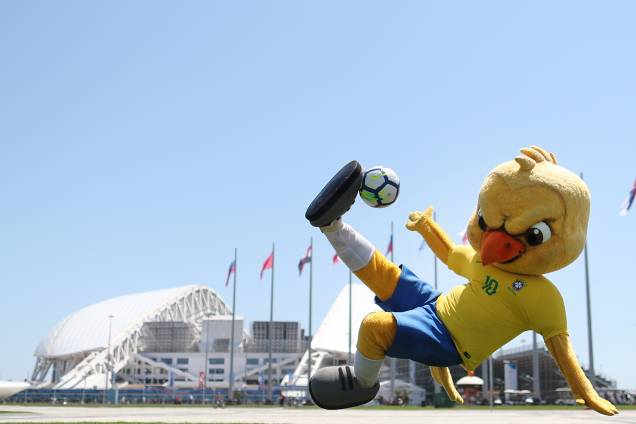 Canarinho pistola faz jogada durante visita à Sochi - 14/06/2018 Canarinho pistola faz jogada durante visita à Sochi - 14/06/2018