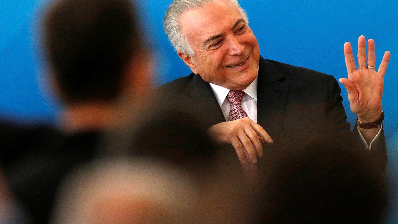 O presidente da República, Michel Temer, durante cerimônia no Palácio do Planalto, em Brasília (DF) - 12/06/2018
