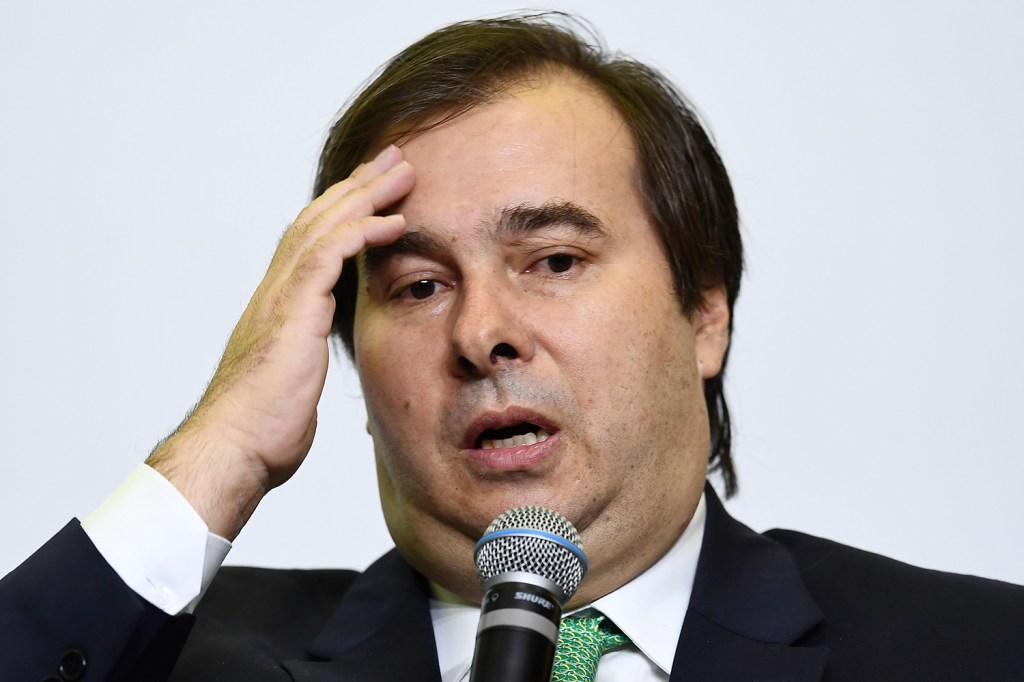 O pré-candidato à Presidência da República, Rodrigo Maia (DEM), durante debate em Brasília (DF) - 06/06/2018