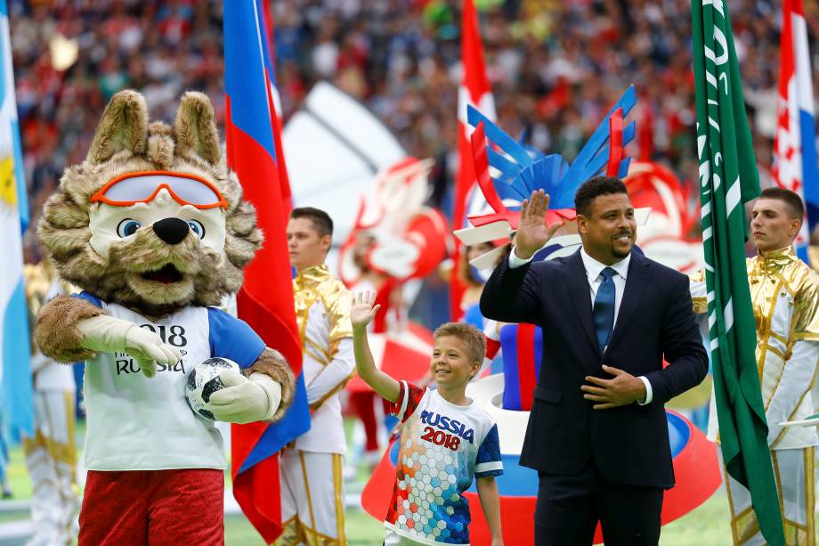 Ronaldo Fenômeno participa da cerimônia de abertura da Copa do Mundo Rússia no estádio Luzhniki, em Moscou - 14/06/2018