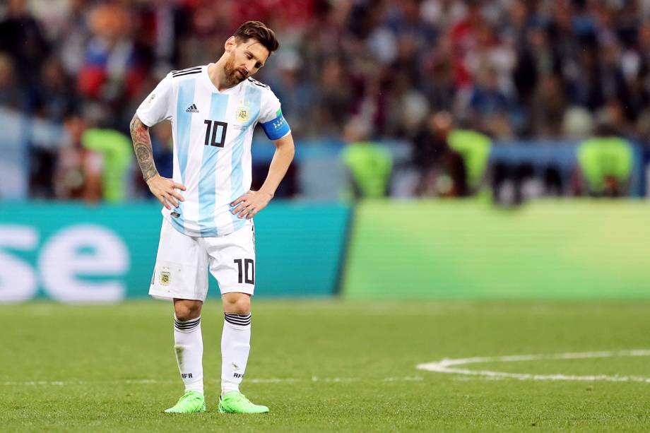 Lionel Messi se lamenta após a Croácia abrir o placar contra a Argentina - 21/06/2018