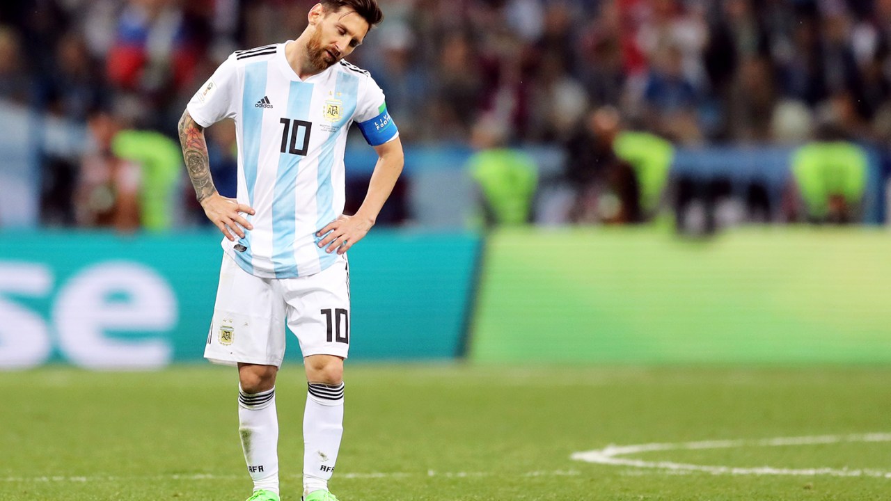 Lionel Messi se lamenta após a Croácia abrir o placar contra a Argentina - 21/06/2018