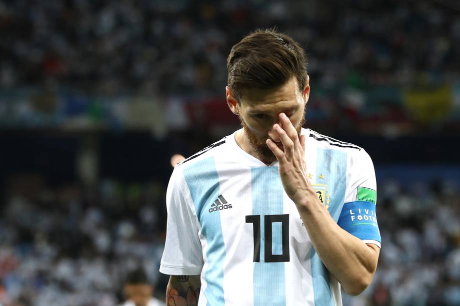 Lionel Messi se lamenta após a Croácia abrir o placar contra a Argentina - 21/06/2018