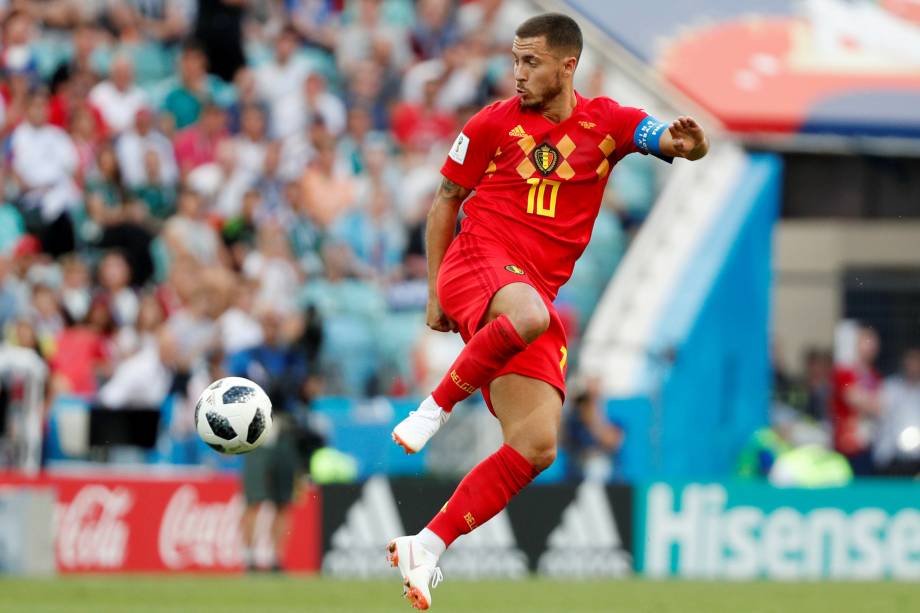 O meia Eden Hazard da Bélgica domina com categoria durante a partida contra o Panamá válida pelo Grupo G da Copa do Mundo no estádio Fisht, em Sochi - 18/06/2018