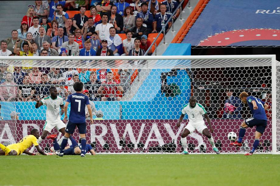 Keisuke Honda marca o segundo gol do Japão e empata a partida contra Senegal, válida pelo grupo H, na Ecaterimburgo Arena - 24/06/2018