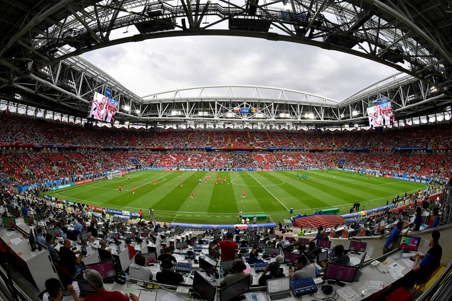 Vista geral do estádio Spartak, que recebe a partida entre Polônia e Senegal, pelo Grupo H