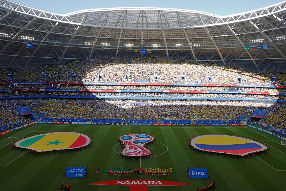 Times da Colômbia e Senegal se alinham antes de partida na Arena Samara - 28/06/2018