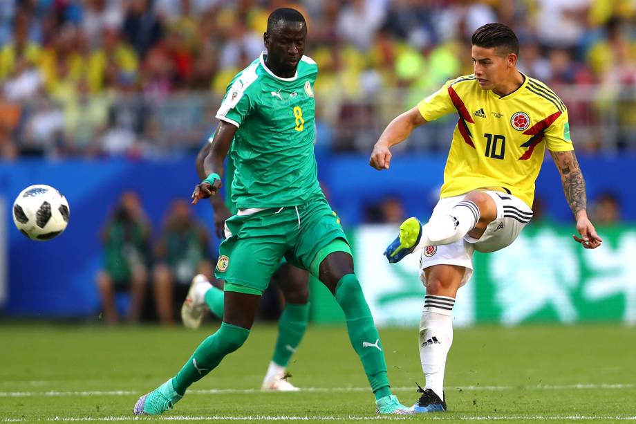 James Rodriguez da Colômbia durante passe de bola em partida contra o Senegal - 28/06/2018