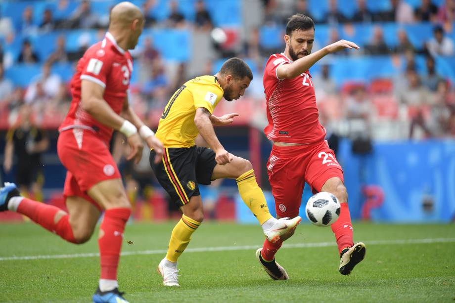 Eden Hazard da Bélgica faz quarto gol na partida contra a Tunísia - 23/06/2018