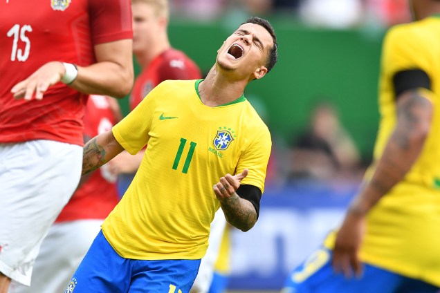 Philippe Coutinho durante partida amistosa entre Brasil e Áustria - 10/06/2018