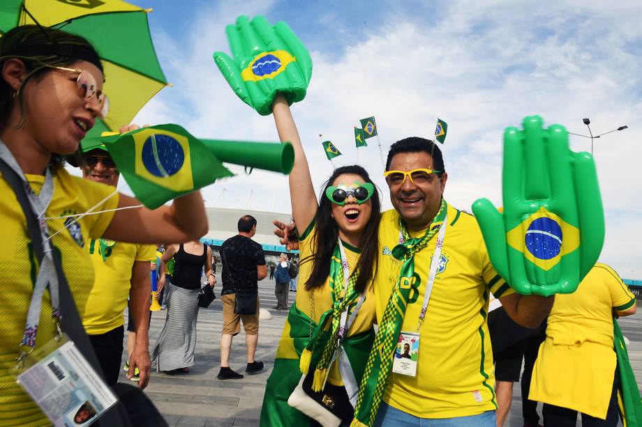 Torcedores chegam na Arena Rostov para acompanhar a partida entre Brasil e Suíça - 17/06/2018