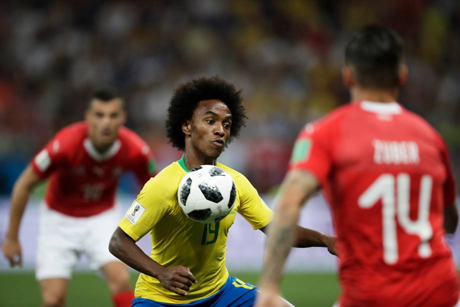 Willian durante partida entre Brasil e Suíça, válida pelo grupo E da Copa do Mundo da Rússia, realizada na Arena Rostov - 17/06/2018