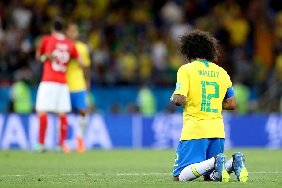 Marcelo lamenta após Seleção Brasileira empatar com a Suíça em 1 a 1, na Arena Rostov, em partida válida pela primeira rodada do grupo E da Copa do Mundo - 17/06/2018