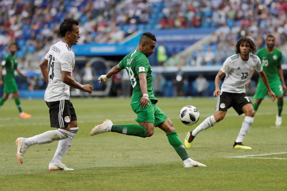 Salem Al-Dawsari da Arábia Saudita marca segundo gol na partida contra o Egito - 25/06/2018