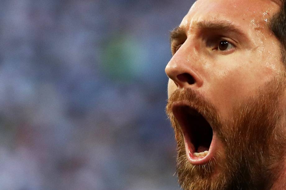 Lionel Messi comemora após marcar gol durante partida entre Argentina e Nigéria, válida pelo grupo D da Copa do Mundo - 26/06/2018