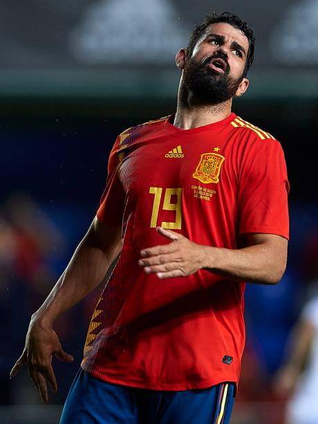 Diego Costa, na Espanha, durante amistoso contra a Suíça - 03/06/2018