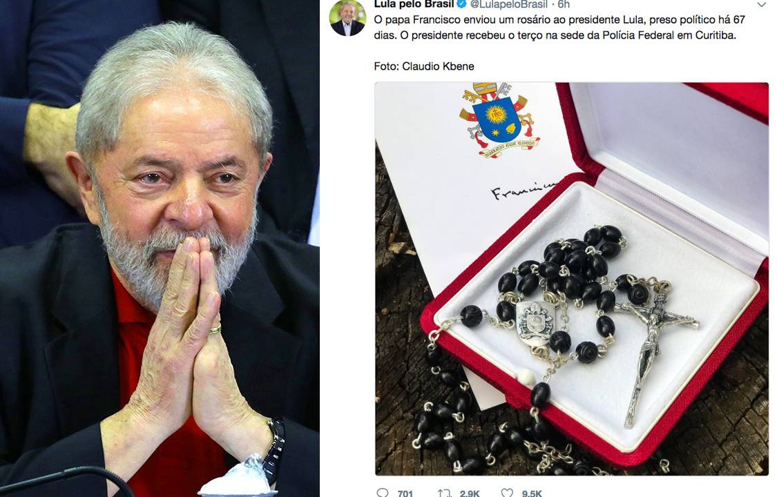Rosário foi entregue ao ex-presidente na tarde desta segunda-feira