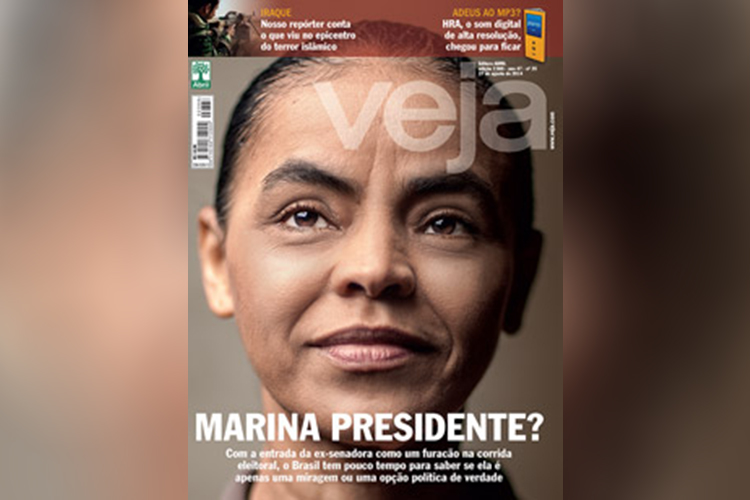 Capa de VEJA estampa foto de Marina Silva, em 27 de agosto de 2014