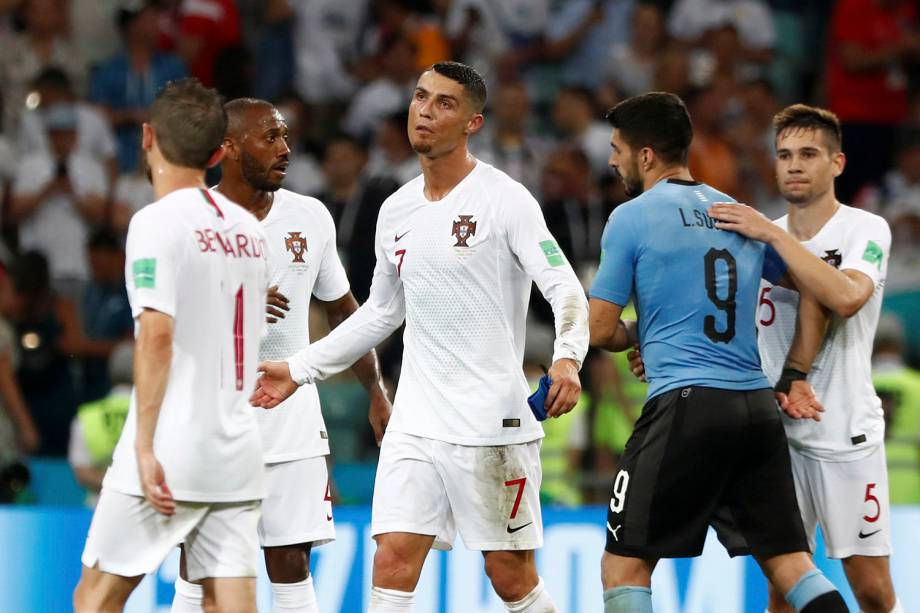 Cristiano Ronaldo reage após a derrota de Portugal para o Uruguai nas oitavas de final - 30/06/2018