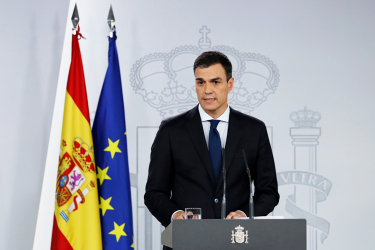 Pedro Sánchez, presidente do governo de Espanha, discursa em Madrid- 06/06/2018