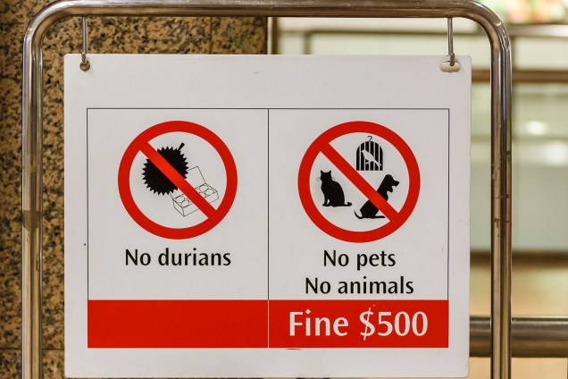 Aviso de proibição da fruta Durian