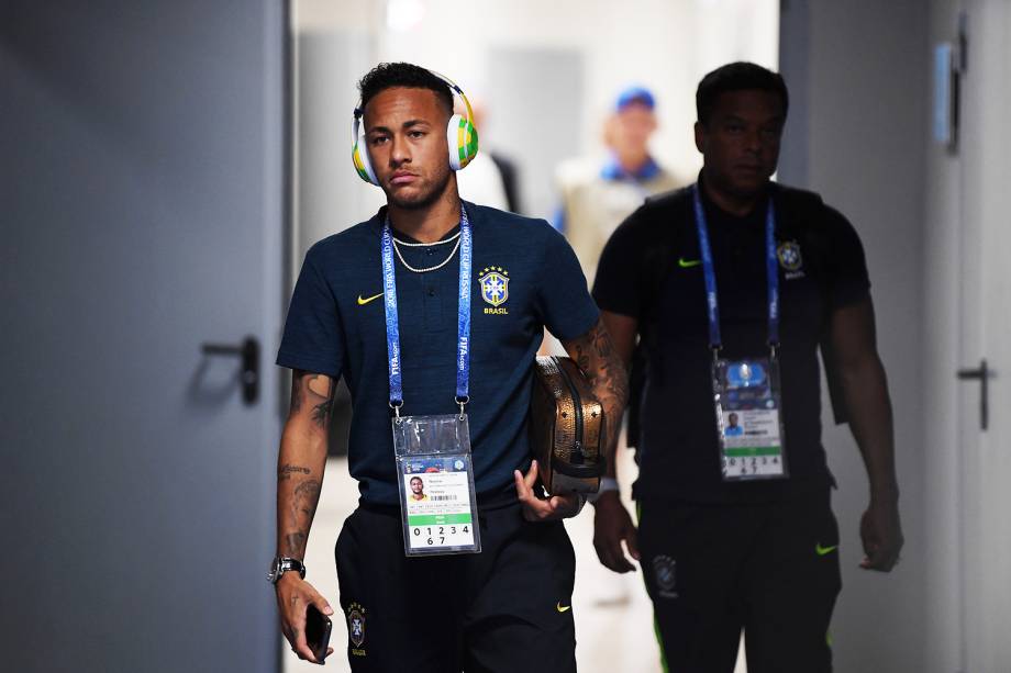 Seleção Brasileira chega na Arena Samara para o confronto contra o México, válido pelas oitavas de final da Copa do Mundo. No destaque, o jogador Neymar - 02/07/2018