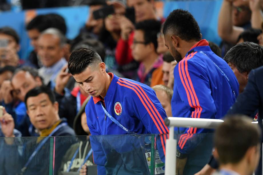 James Rodriguez, jogador da Colômbia, assiste partida no estádio Spartak - 03/07/2018