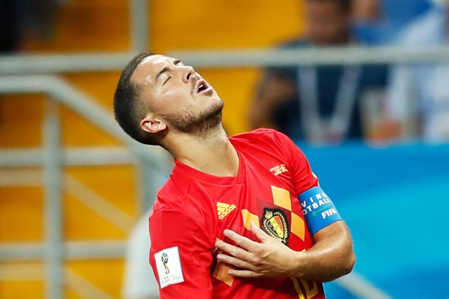 Eden Hazard durante partida entre Bélgica e Japão, válida pelas oitavas de final da Copa do Mundo, realizada na Arena Rostov. Os belgas venceram os asiáticos de virada, por 3 a 2 - 02/07/2018