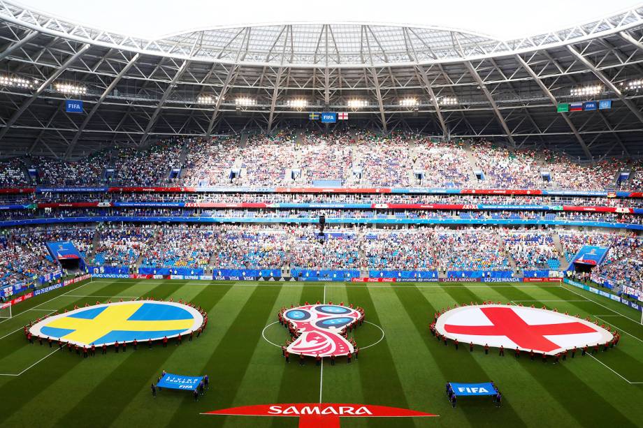 Vista geral da Arena Samara, antes de partida entre Suécia e Inglaterra, válida pelas quartas de final da Copa do Mundo - 07/07/2018