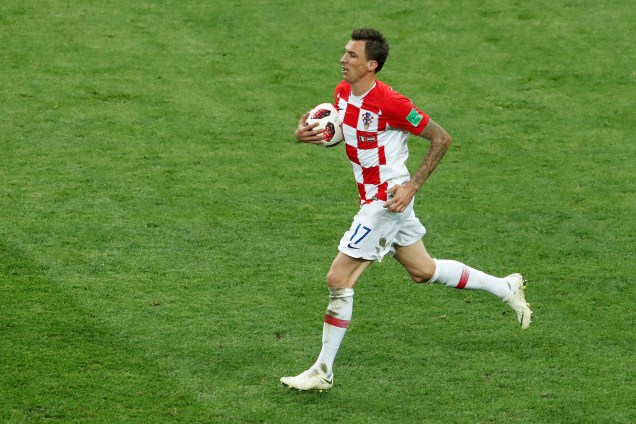 Mario Mandzukic comemora segundo gol da Croácia em partida contra a França na Final da Copa do Mundo 2018 - 15/07/2018