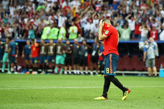 Koke lamenta após perder pênalti, durante partida entre Espanha e Rússia, válida pelas oitavas de final da Copa do Mundo - 01/07/2018