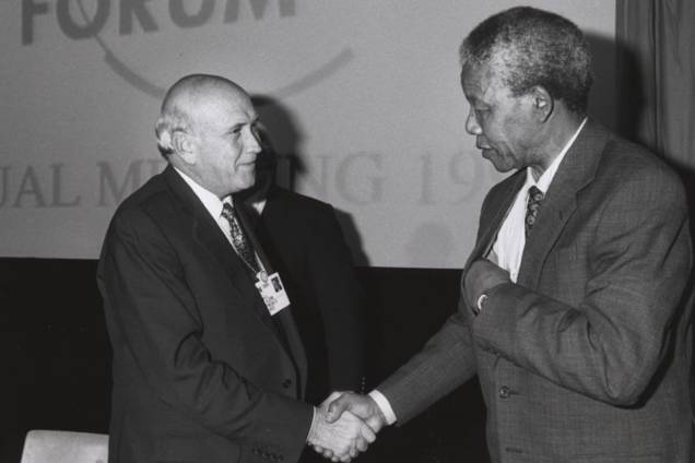 Nelson Mandela Frederik de Klerk seu concorrente para a Presidência da África do Sul