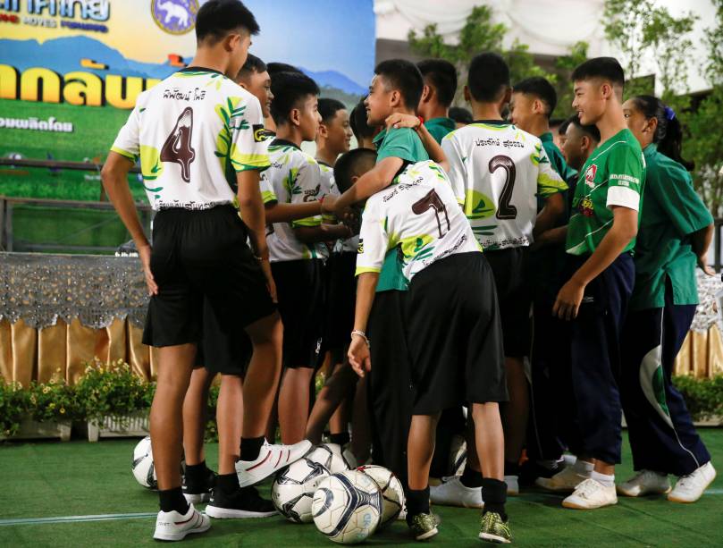 Os 12 adolescentes do time mais seu treinador se perderam nas cavernas de Tham Luang, norte da Tailândia, em 23/6, em meio às chuvas de monção no sudeste asiático. - 18/07/2018