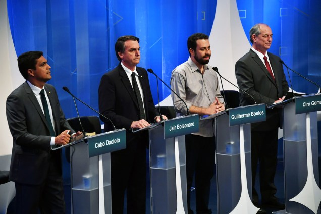 Cabo Daciolo (Patriota), Jair Bolsonaro (PSL), Guilherme Boulos (PSOL) e Ciro Gomes (PDT),  durante debate presidencial na RedeTV! - 17/08/2018