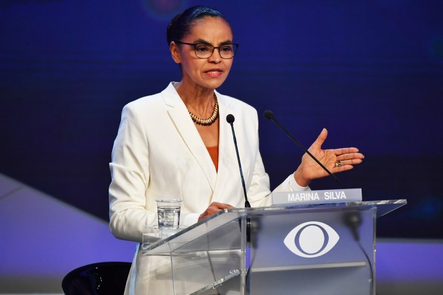 A candidata à Presidência da República, Marina Silva (REDE),  durante o debate presidencial na TV Bandeirantes - 09/08/2018